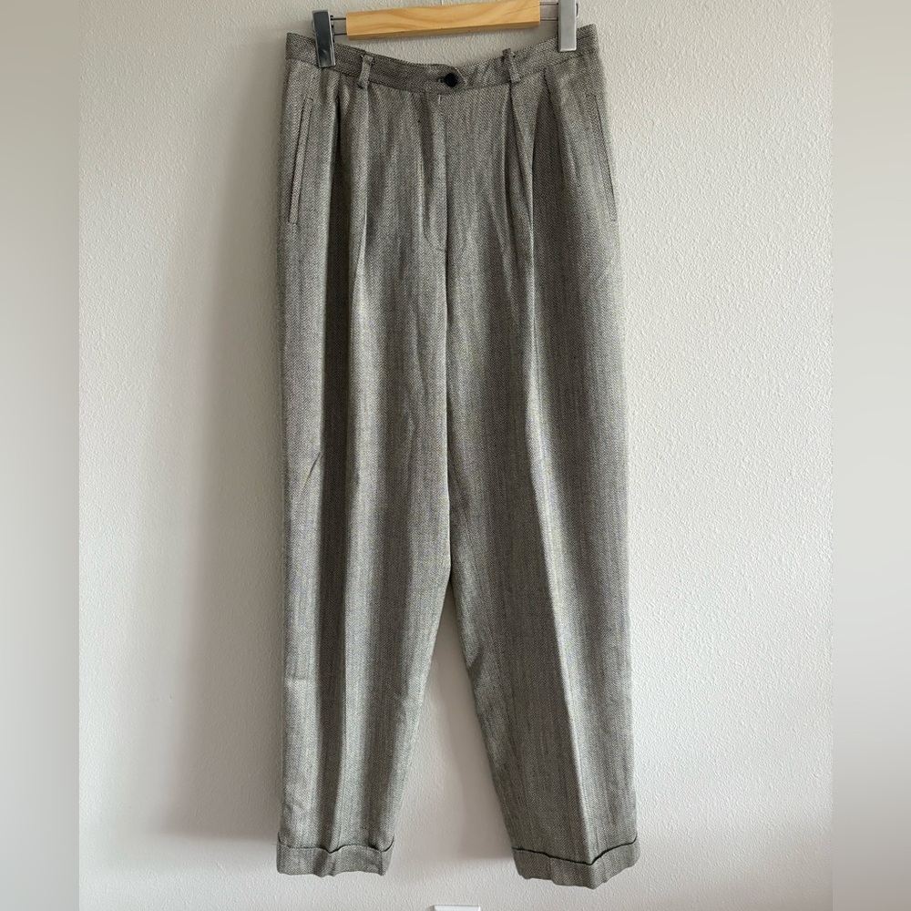 Lauren Ralph Lauren High-Rise Trousers Pants Herringbone Women’s 12 Pleated